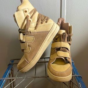 Alexandra brown and tan suede laced high tops